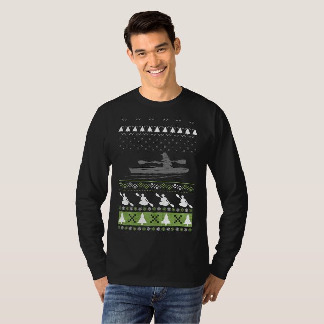 T-shirt Joyeux Kayaking Ugly Kayak Sweater de Noël (Devant entier)