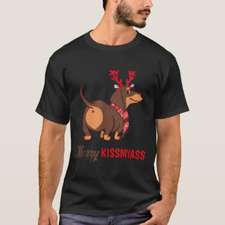 T-shirt Joyeux Kissmyass Dachshund Dachshund Reindeer de N