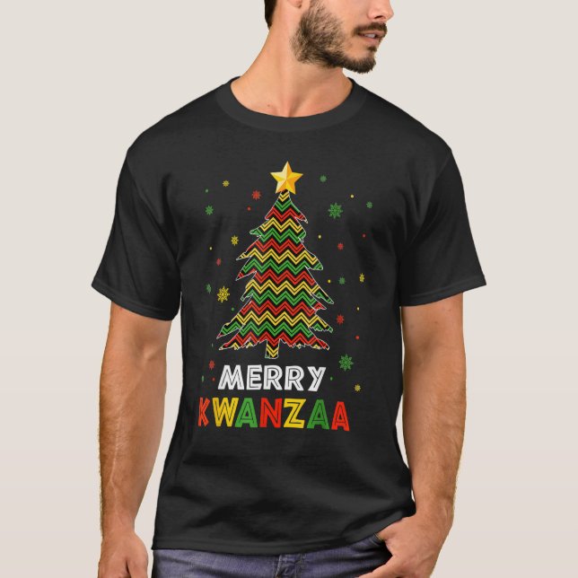 T-shirt Joyeux Kwanzaa Xmas Arbre Noir Noël Africain Am (Devant)