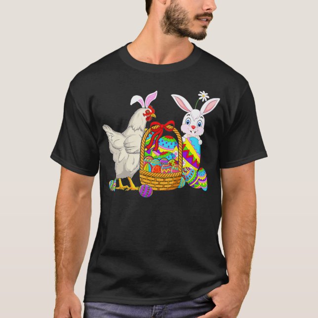 T-shirt Joyeux lapin chou lapin chèvre panier oeufs chine (Devant)
