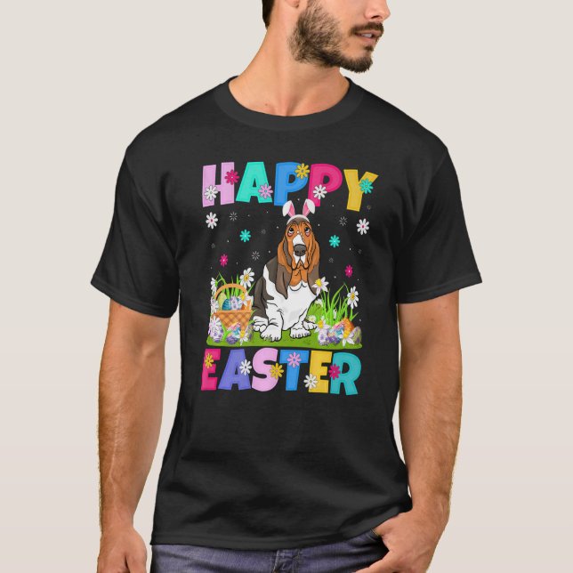 T-shirt Joyeux lapin de Pâques Basset Hound Dog Pâques dim (Devant)