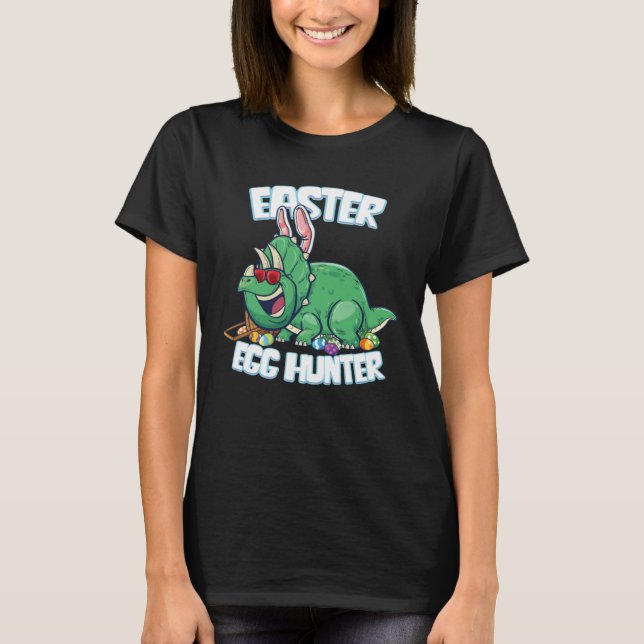 T-shirt Joyeux lapin de Pâques Dinosaure Chasseur d'Oeufs  (Devant)
