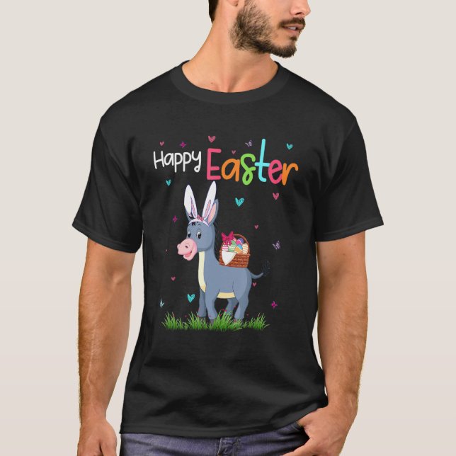 T-shirt Joyeux lapin de Pâques mignonne mignonne âne de Pâ (Devant)