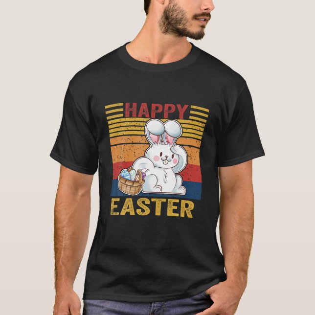T-shirt Joyeux Lapin de Pâques Retro Rabbit Enfants Design (Devant)