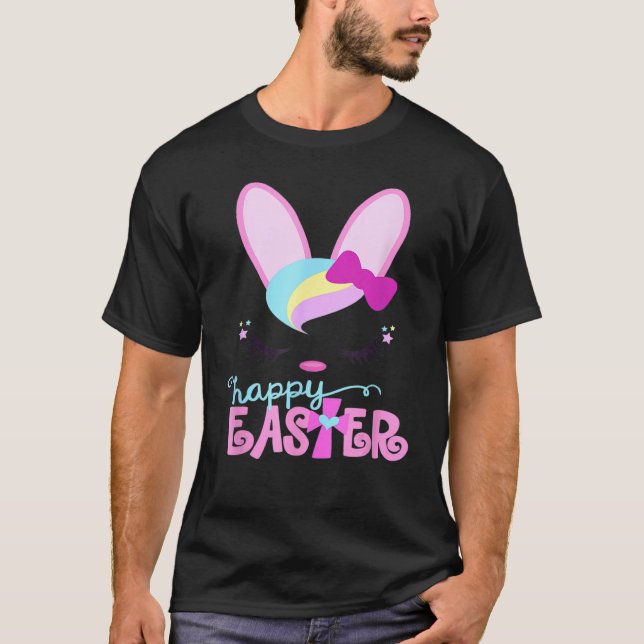 T-shirt Joyeux Lapin de Pâques Sleeping Visage Filles chré (Devant)