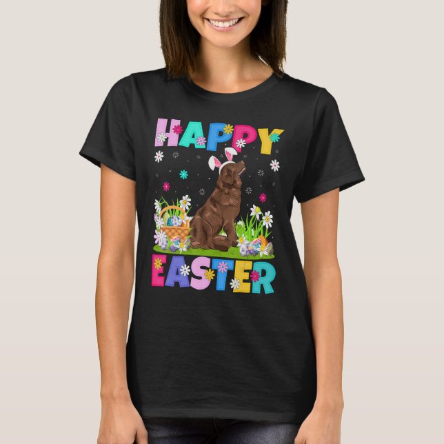 T-shirt Joyeux lapin de Pâques Terre-Neuve Chien dimanche  (Devant)