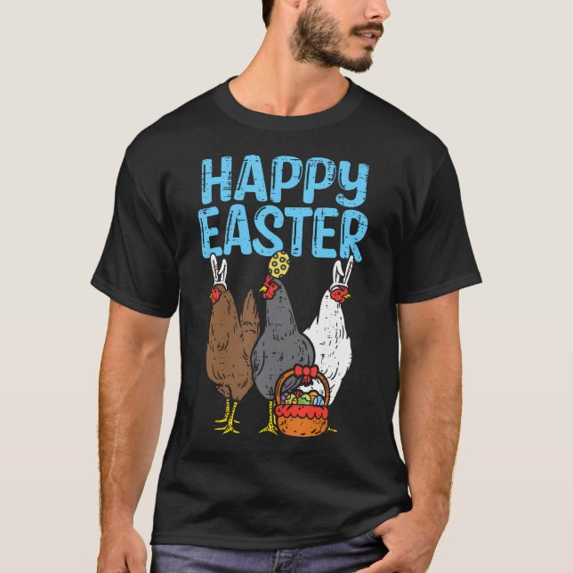 T-shirt Joyeux lapins de poulet de Pâques Oeufs Volaille f (Devant)