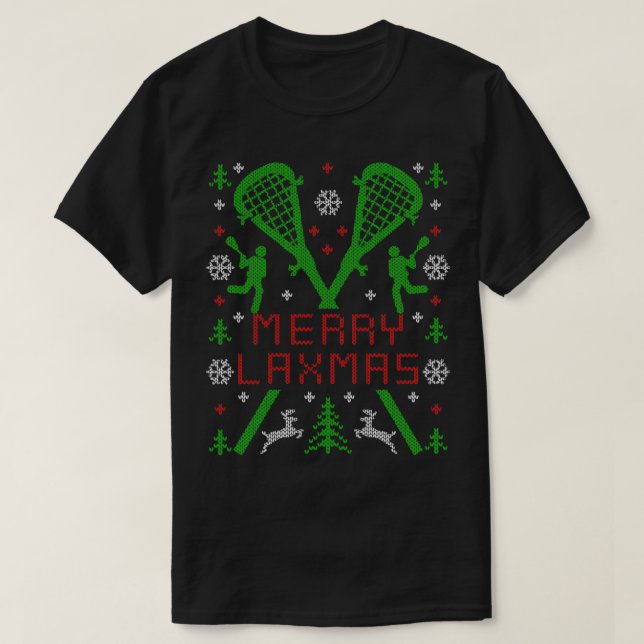 T-shirt Joyeux LAXMAS Lacrosse LAX Vilain pull de Noël (Design devant)