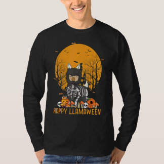 T-shirt Joyeux Llamaween Lama Halloween Skeleton Kids Gir