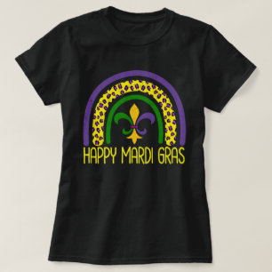 T-shirt Joyeux Mardi Gras Cute Leopard Arc-en-ciel