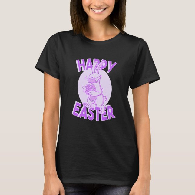 T-shirt Joyeux Masque Visage Pâques Bunny Pastel Purple (Devant)