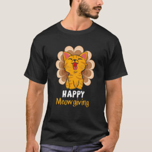 T-shirt JOYEUX MEOW GIVING Urkey Costume de Chat Hanksgiv