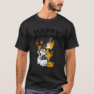 T-shirt Joyeux Meowgiving Feuille Chapeau Chat Thanksgivin
