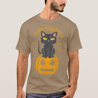 T-shirt Joyeux Meowloween Chat noir sur Pleine lune Citrou