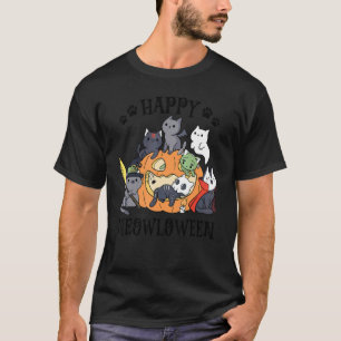 T-shirt Joyeux Meowloween Cute Cats Citrouille