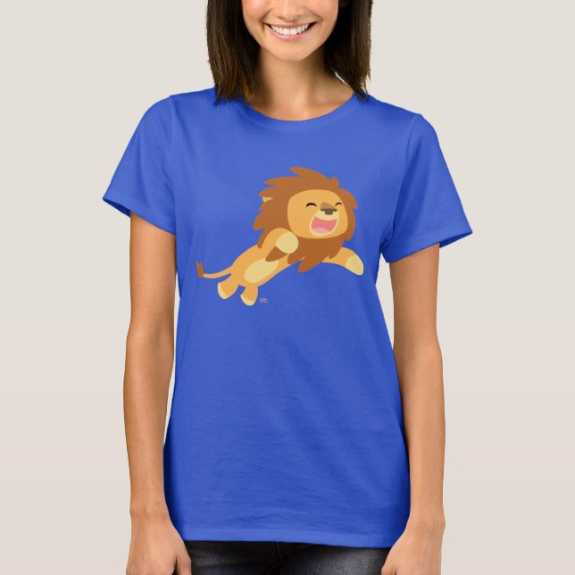 T-shirt joyeux mignon de femmes de lion de bande (Devant)
