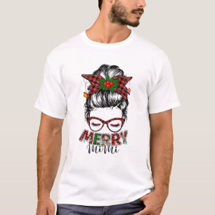 T-shirt Joyeux Mini Noël Femmes Buffalo Plaid Leopard M