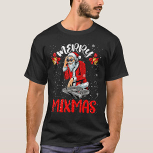 T-shirt Joyeux Mixmas Cool Merry Xmas Père Noël Dj Portant