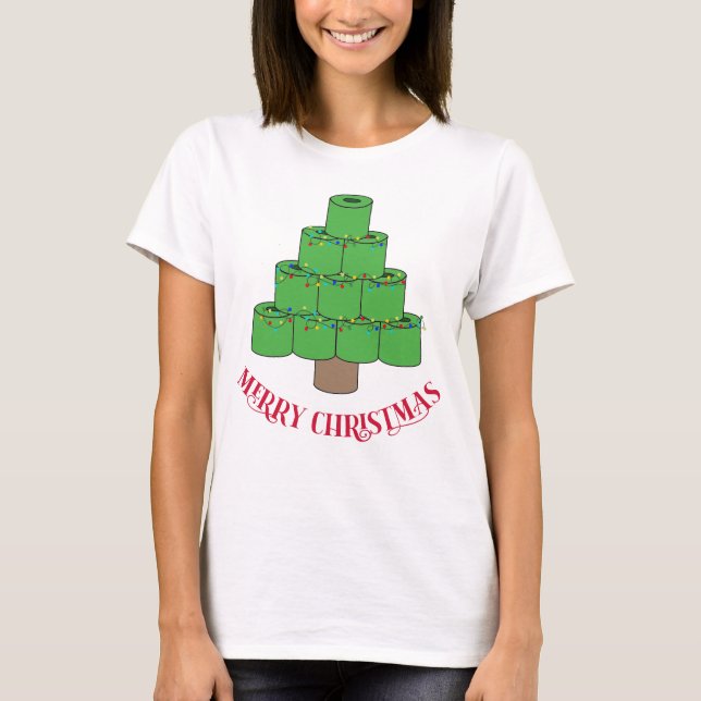 T-shirt Joyeux Noël 2020 Toilet Papier Arbre Drôle (Devant)