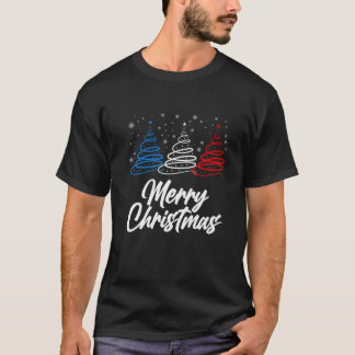 T-shirt Joyeux Noël 2021 Patriotique USA Rouge Bleu Blanc