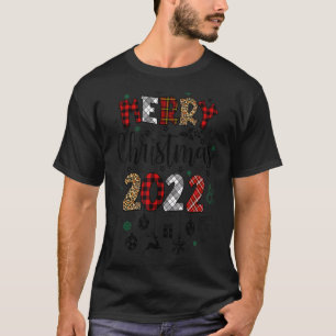 T-shirt Joyeux Noël 2022 Léopard Buffalo Red Plaid Pour