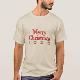 T-shirt Joyeux Noël 3D Texte Arrondi Ornements