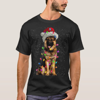 T-shirt Joyeux Noël Allemand Berger Santa Hat Lights X
