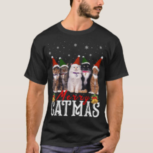 T-shirt Joyeux Noël Amoureux des chats de famille correspo