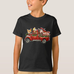 T-shirt Joyeux Noël Animaux Ferme Père Noël Rouge Camion L
