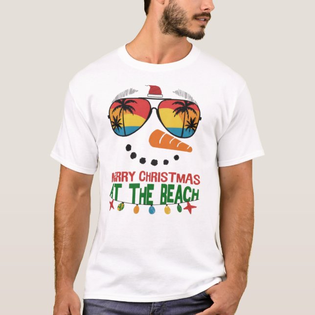 T-shirt Joyeux Noël Au Beach Tropical Hawaii (Devant)