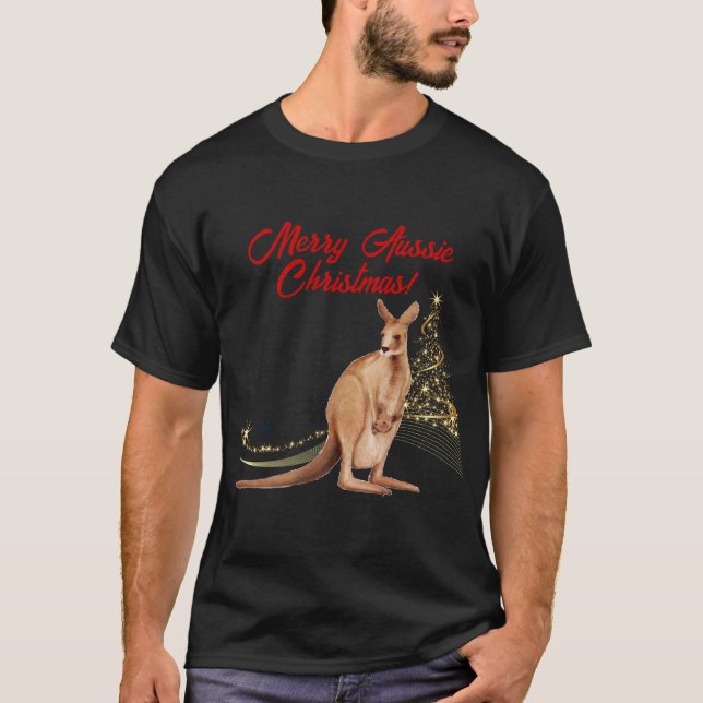 T-shirt Joyeux Noël australien Kangaroo (Devant)