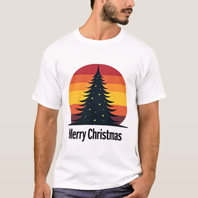 T-shirt Joyeux Noël avec sapin de Noël (Devant)