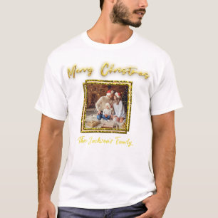 T-shirt Joyeux Noël Black and Gold Stars Typographie