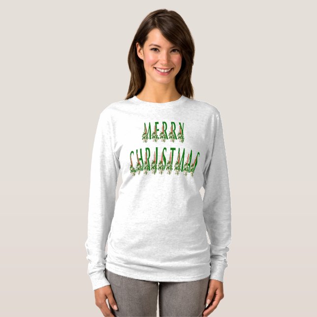 T-shirt Joyeux Noël bougie Police (Devant entier)