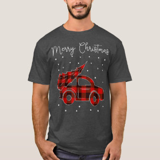 T-shirt Joyeux Noël Buffalo Camion Arbre Rouge Plaid Desig