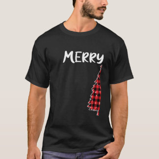 T-shirt Joyeux Noël Buffalo Plaid Xmas Couples Ma