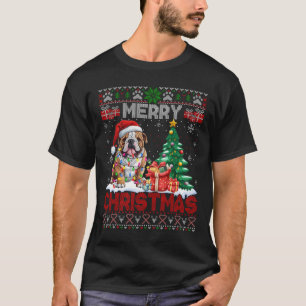 T-shirt Joyeux Noël Bulldog Amoureux de les chiens famille