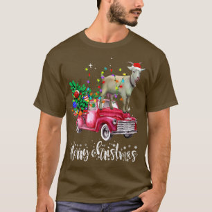T-shirt Joyeux Noël Camion Rouge équitation Chèvre Père No