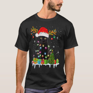T-shirt Joyeux Noël Chats Noirs Père Noël Arbre de Noël Re