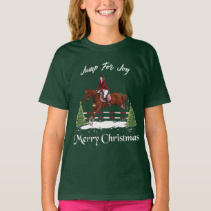 T-shirt Joyeux Noël, cheval sautant anglais équestre