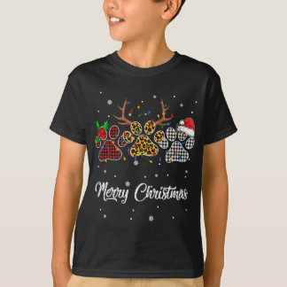 T-shirt Joyeux Noël Chien Paw Costume Amoureux des chiens