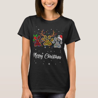 T-shirt Joyeux Noël Chien Paw Costume Amoureux des chiens