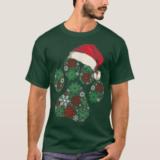 T-shirt Joyeux Noël Chien Paws Lumières Santa Hat Snowflak