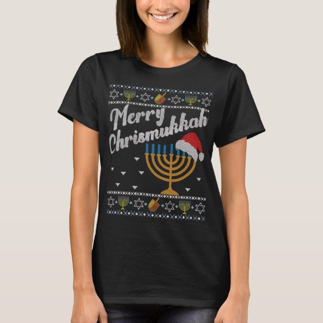 T-shirt Joyeux Noël Chrismukkah Hanoukka (Devant)