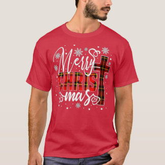 T-shirt Joyeux Noël Christ Cross Buffalo Plaid Red Xma