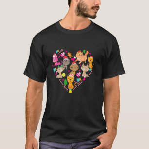T-shirt Joyeux Noël Coeur Chat Père Noël Sucre de canne L