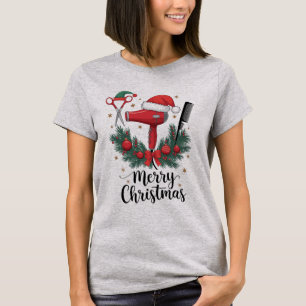T-shirt Joyeux Noël Coiffeur Coiffeuse Noël Cheveux
