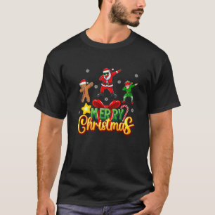 T-shirt Joyeux Noël Dabbing Père Noël Elf Gingerbrea