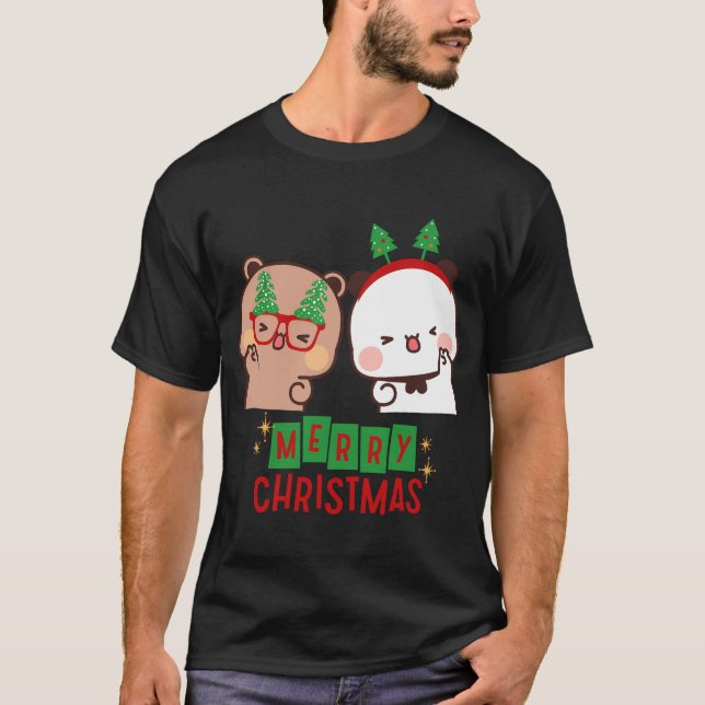 T-shirt Joyeux Noël De Dudu Bear Et Bubu Panda (Devant)