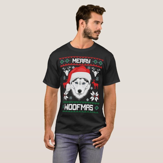 T-shirt Joyeux Noël de Husky Dog (Devant entier)